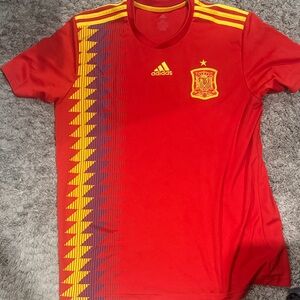 Adidas Red and Yellow Spain Soccer Jersey